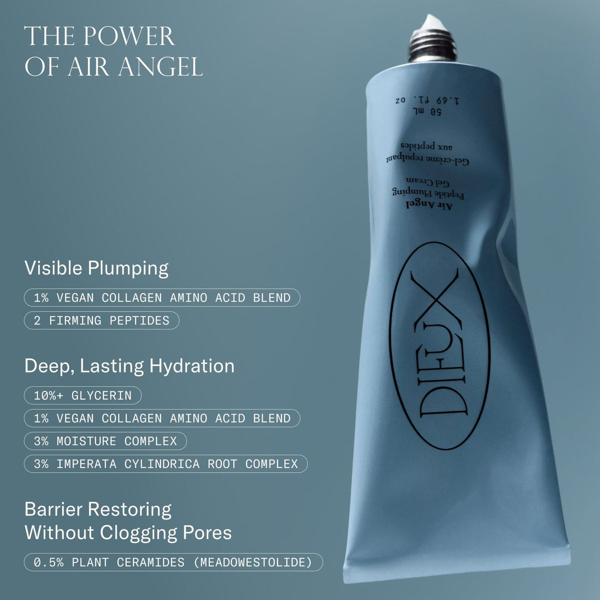 Air Angel Peptide Plumping Gel Cream Facial Moisturizer Dieux 