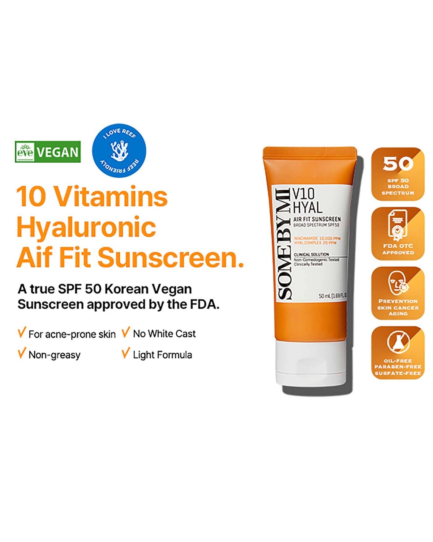 V10 Hyal Airfit Sunscreen Broad Spectrum SPF50 Sunscreen SOME BY MI 