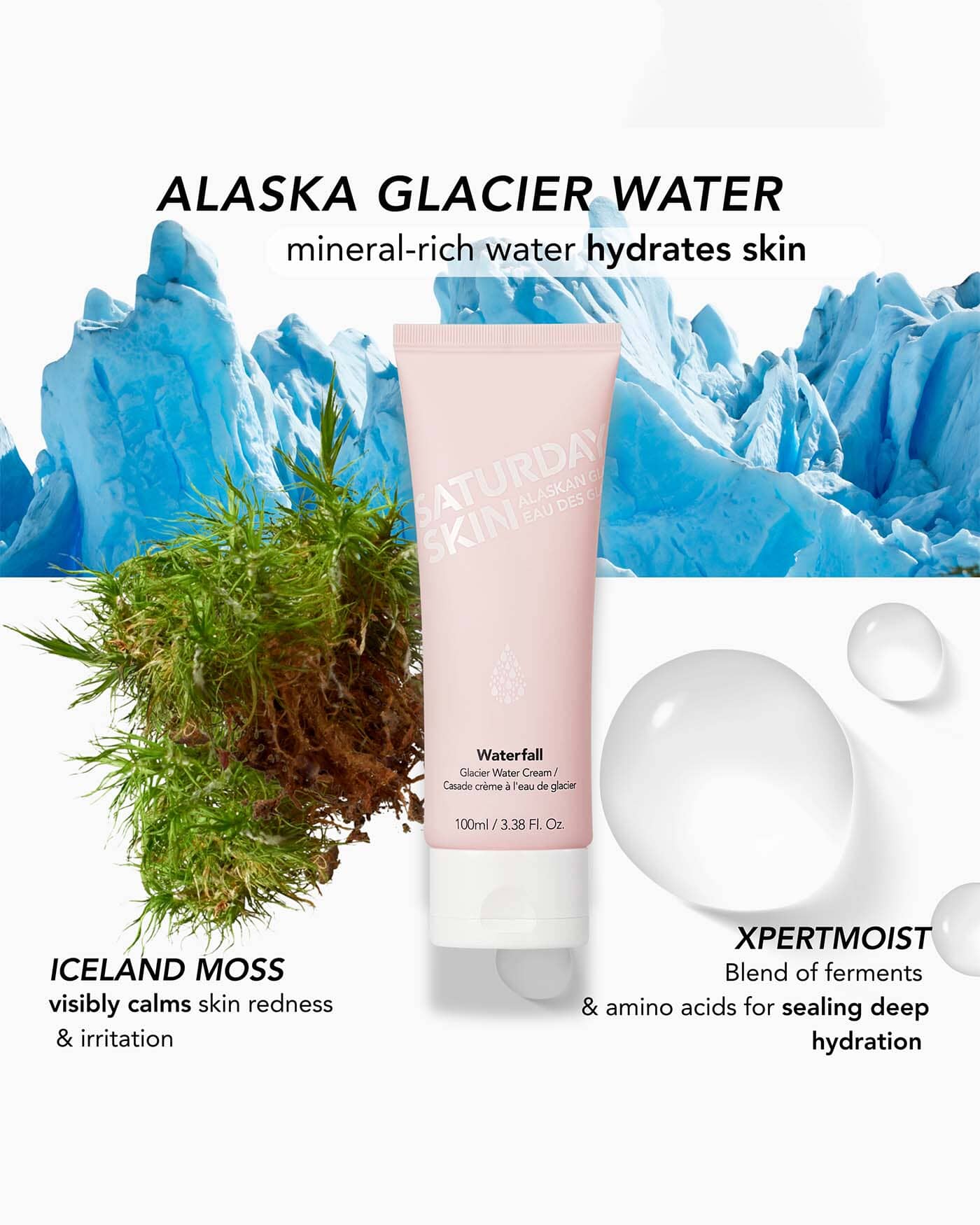 Waterfall Glacier Water Cream Facial Moisturizer SATURDAY SKIN 